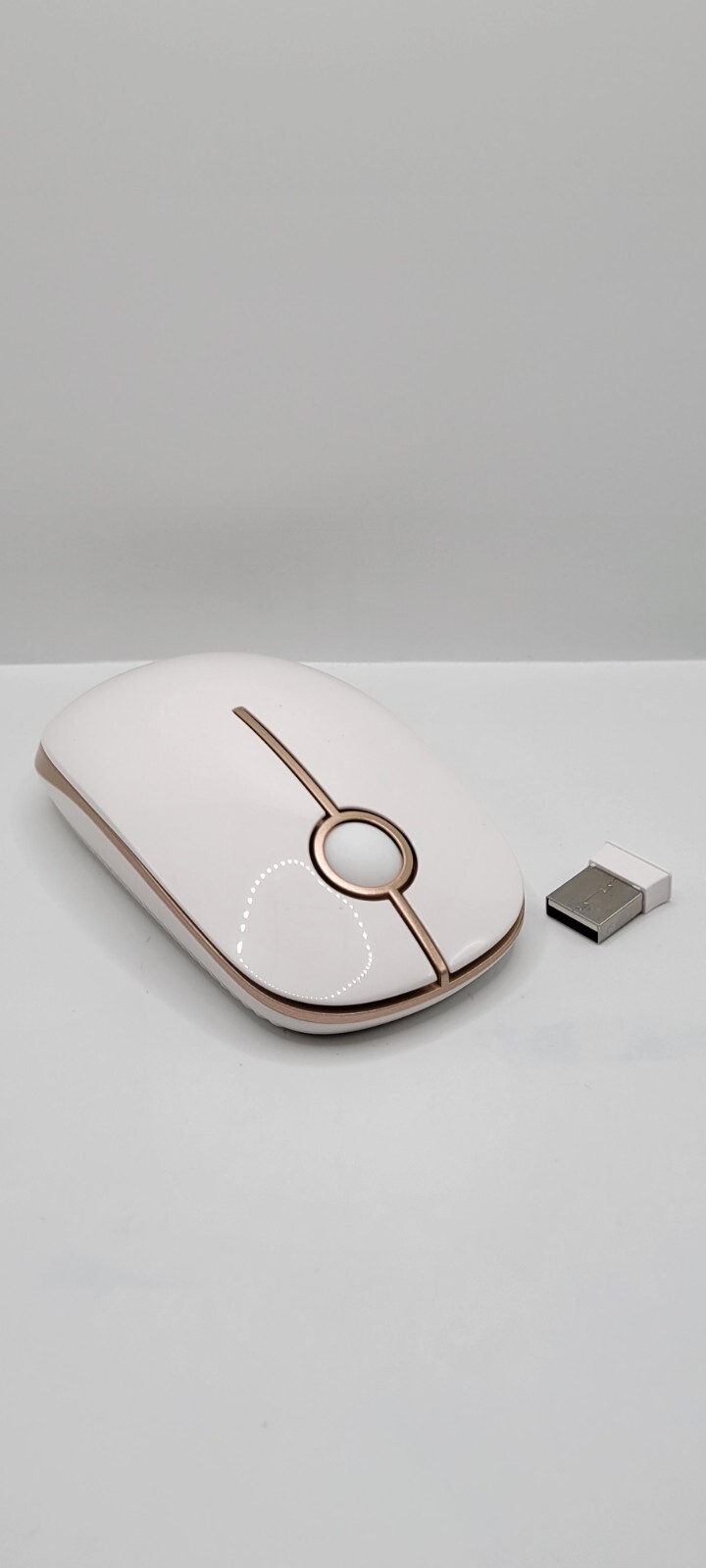 Slim Wireless Mouse in White Silver with 2.4G USB for Win PC Mac OS-image