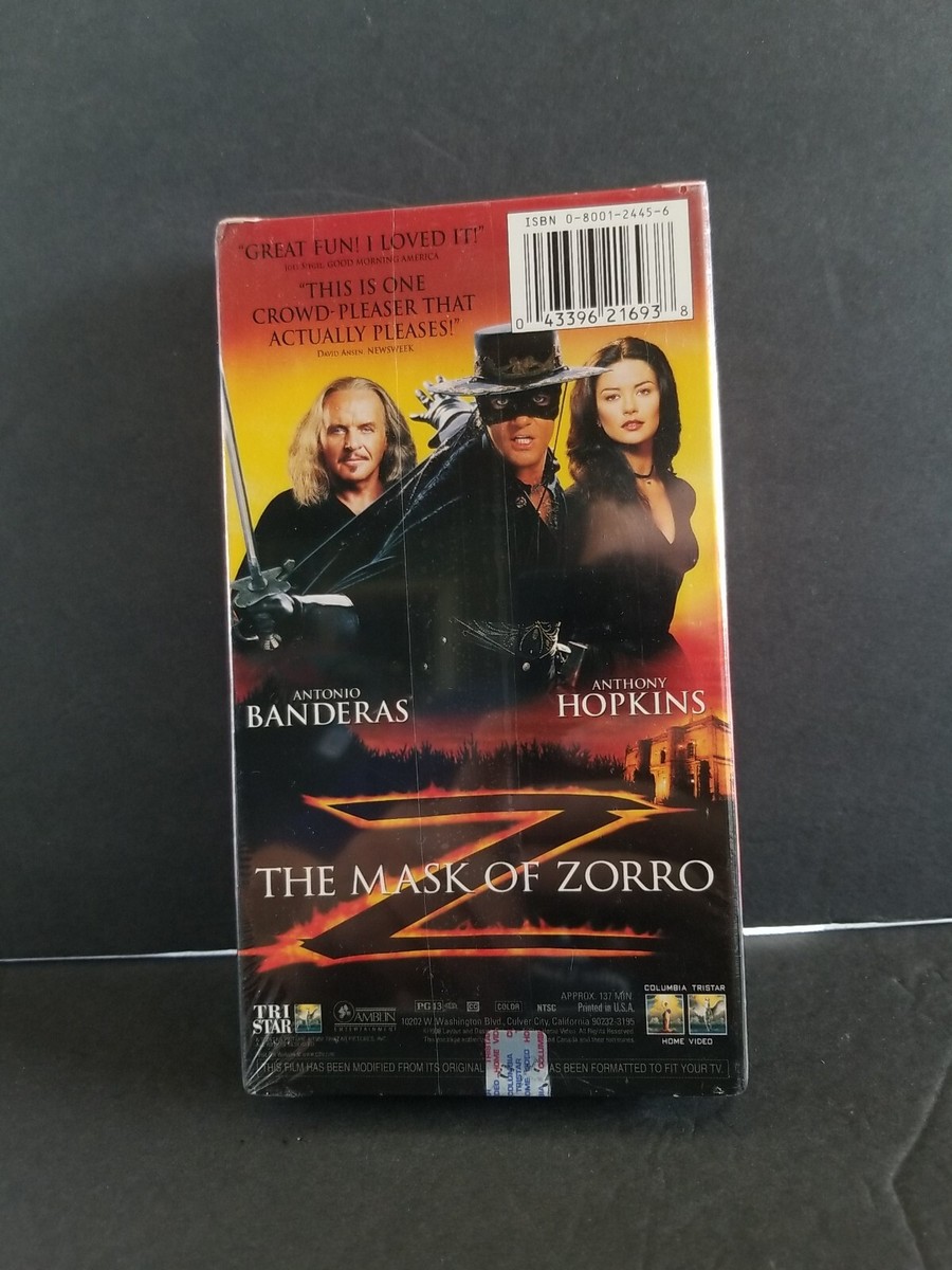 The Mask of Zorro (1998) VHS Anthony Hopkins, Antonio Banderas