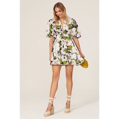 maje green floral dress Maje Green Floral Print Short Sleeve Midi Dress Size 1 Mine & Yours