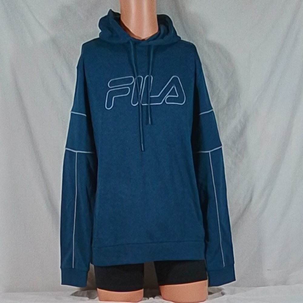 Felpa con cappuccio uomo Fila Indah Teal Medium Nuova con etichetta