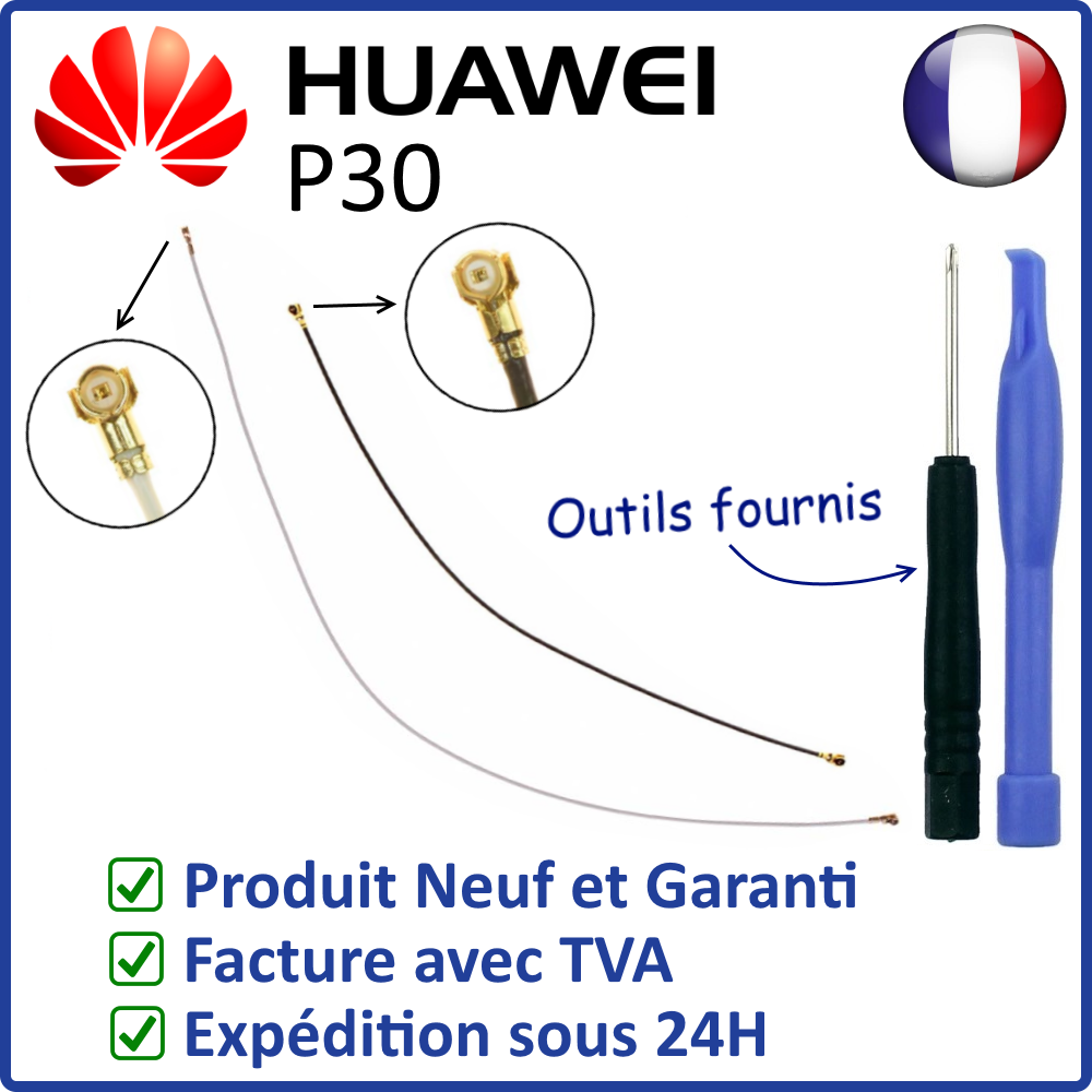 Câble Antenne Coaxial Pour Huawei P30 - Noir, Neuf, Pièce De Rechange Réseau