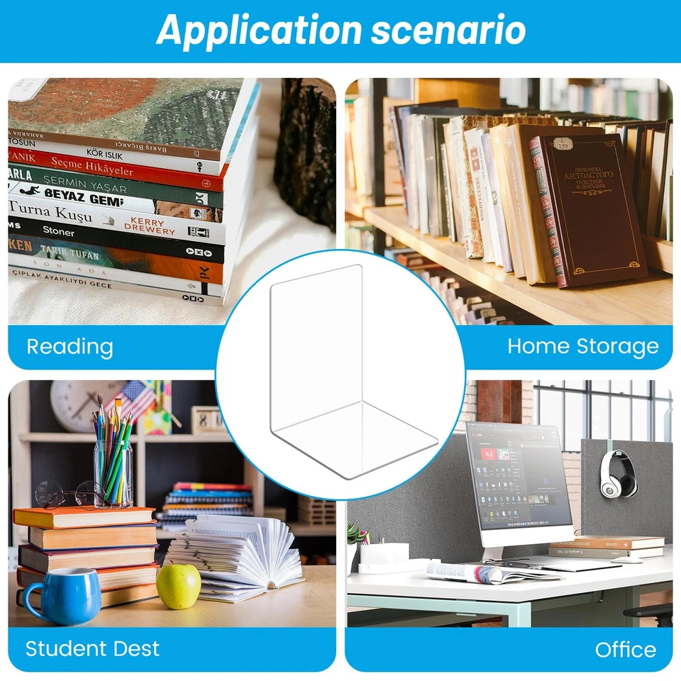 8 Stück Klarer Buchständer aus Acryl,Buchstützen Acryl,Buchstütze,Geeignet fü... - Bild 2 von 4