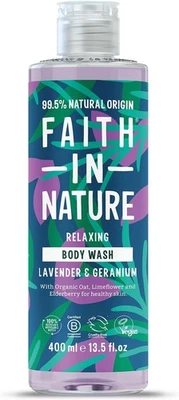 Faith In Nature Natural Lavender & Geranium Body Wash Relaxing Shower Gel 400 ML