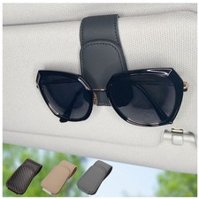 CHOSMOYI Magnetic Leather Sunglass Holder for Car, Sunglasses Clip black