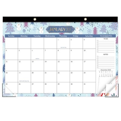 Desk Calendar 2026 2027, 18 Month Planner With Notes, Teacher Student, Blue