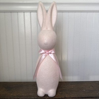 Way to Celebrate 16'' Easter Flocked Bunny Pink Tabletop Decoration Figurine, GUC