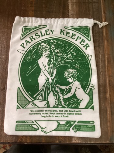 Vintage fairies PARSLEY KEEPER Cloth Bag w/ Drawstring 13”x 10”