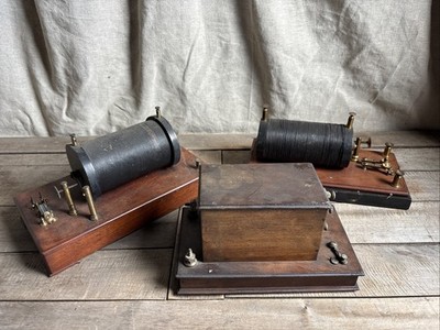 Lot of 3 Ruhmkorff reels to restore. 24 to 30cm scientific devices!