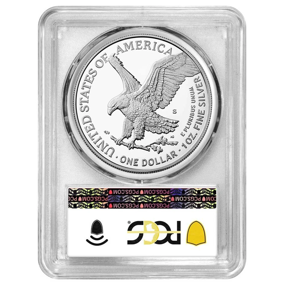 Preventa - Prueba 2025-S $1 American Silver Eagle Navy Privy PCGS PR69DCAM Azul Foto 2 de 3