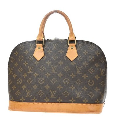 LOUIS VUITTON LV Logo Alma Hand Bag Monogram Leather Brown France M51130 73CB078
