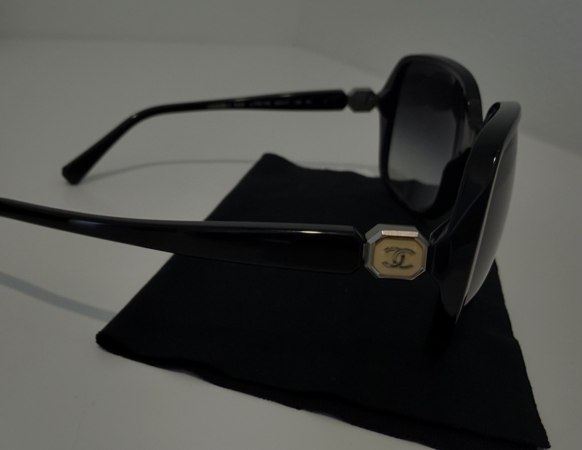 CHANEL Oversized Black Shell Acetate Women's Sunglasses Gradient