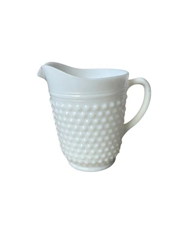 Vintage Large 2-Quart Fenton Milk Glass Hobnail Farmhouse Cottage Style, 8”