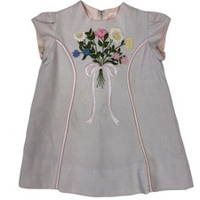 Ruth of Carolina Ruth Originals Vintage Girls Dress Irish Linen Pink Embroidered