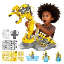 3 in 1 Hydraulic Robot Arm Kit - 220 Pcs STEM Building Toys for Kids 8-12, No Ba