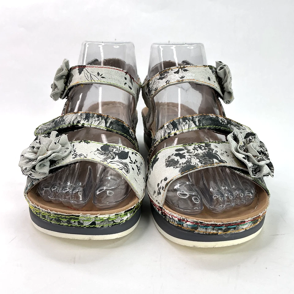 L'artiste by Spring Step Joelina Dazi Ankle Strap Sandal sz 36 Grey Multi Artsy - Image 3 of 4