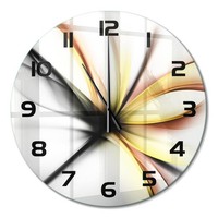 Runde Glasuhr Glas-Wanduhr Aus Glas Blumige Abstraktion Schwarze Zeiger Fi60 Cm