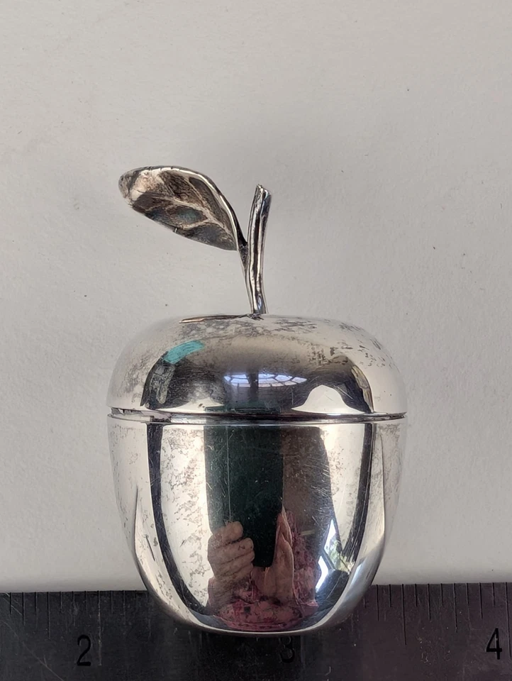 Caixa pequena de bugigangas vintage Tiffany & Co Makers prata esterlina maçã - Imagem 2 de 4