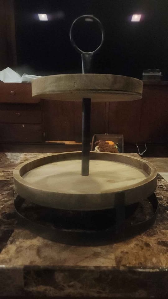 Farmhouse style 2 Tier Wooden Hobby Lobby Brand Shelf, Platter. Free Shipping