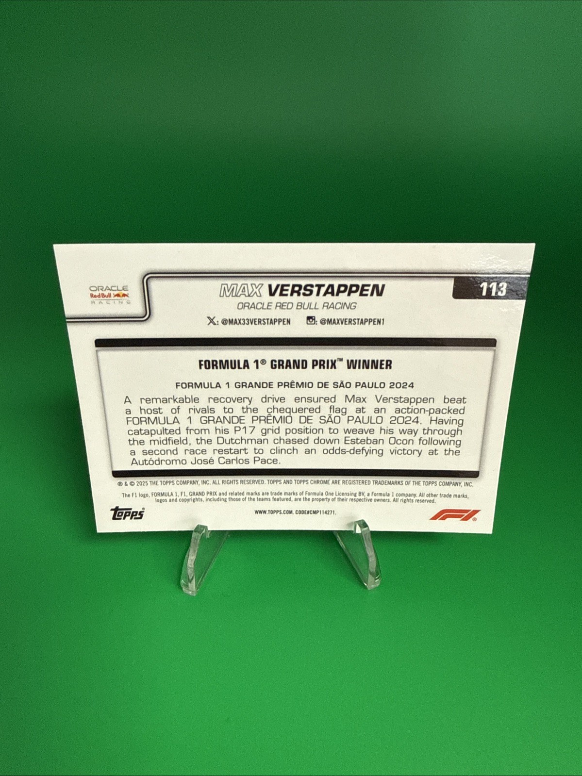 2025 Topps Chrome F1 Sapphire Max Verstappen Grand Prix Winner BLUE #113 view 4