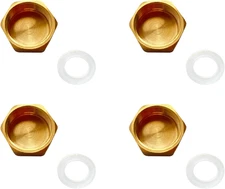 1/2" Brass Pipe Cap Hex Female End Caps Plug Plumbing Fitting with Rubber Gasket