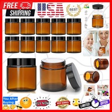 4 oz Amber Glass Jars with Lids,12 Pack  Empty Small Glass Cosmetic Jars wit...