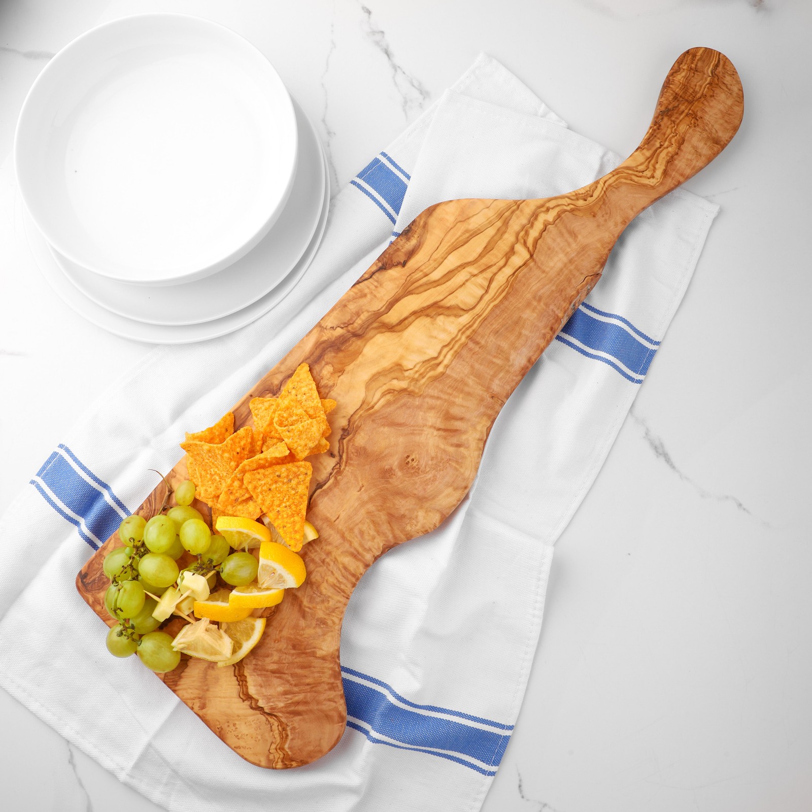 Planche à Charcuterie en Bois d'Olivier Idée Cadeau Idéale pour Crémaillère