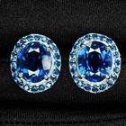 Twinkling Vivid Blue Sapphire 10.40Ct 925 Sterling Silver White Gold Earrings