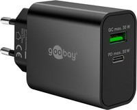 75335 Goobay USB-C PD GaN Dual-Schnelladegerät 30 W schwarz ~D~