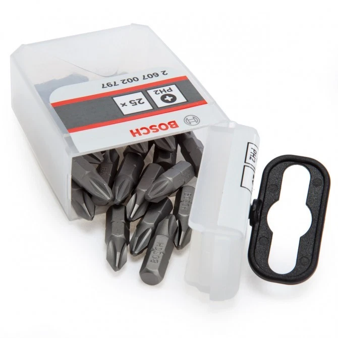 Bosch 25 Pack PH2 Screwdriver Bits 25mm in Tic Tac Box 1/4" Hex Drive - Image 2 of 2
