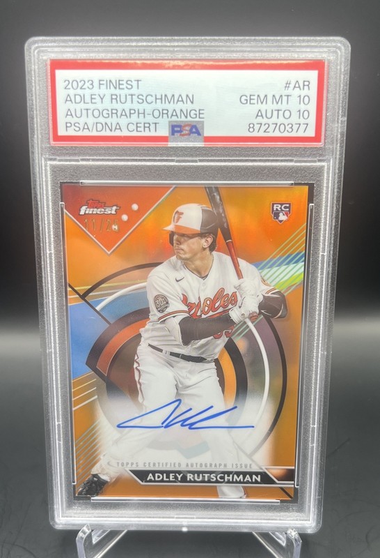2023 Topps Finest - Adley Rutschman Rc Orange Auto /25 Dual PSA 10 Red Sox O’s