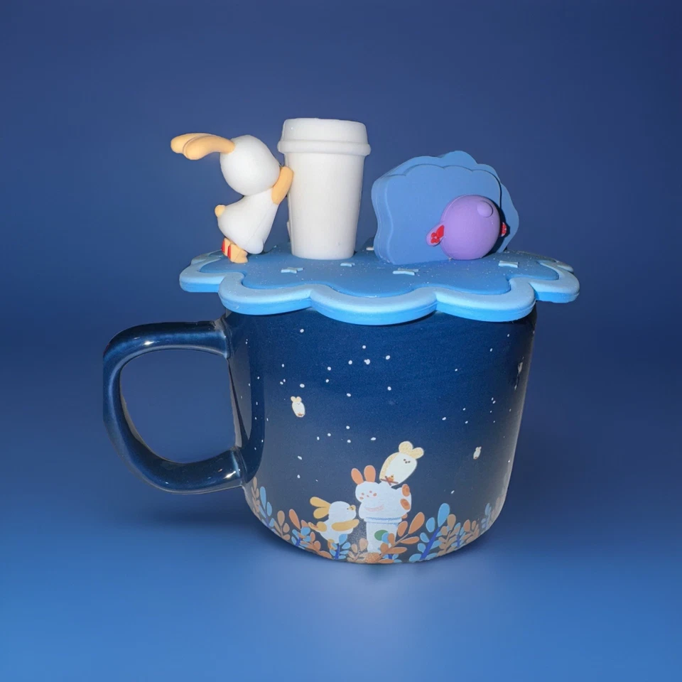 NOVO 2023 Xícara de Café Starbucks Copos de Coelho Lebre Caneca de Cerâmica com Tampa Presente - Imagem 3 de 4