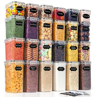 GoMaihe Set of 24 Storage Jars with Lids, Airtight: Food Storage Containers