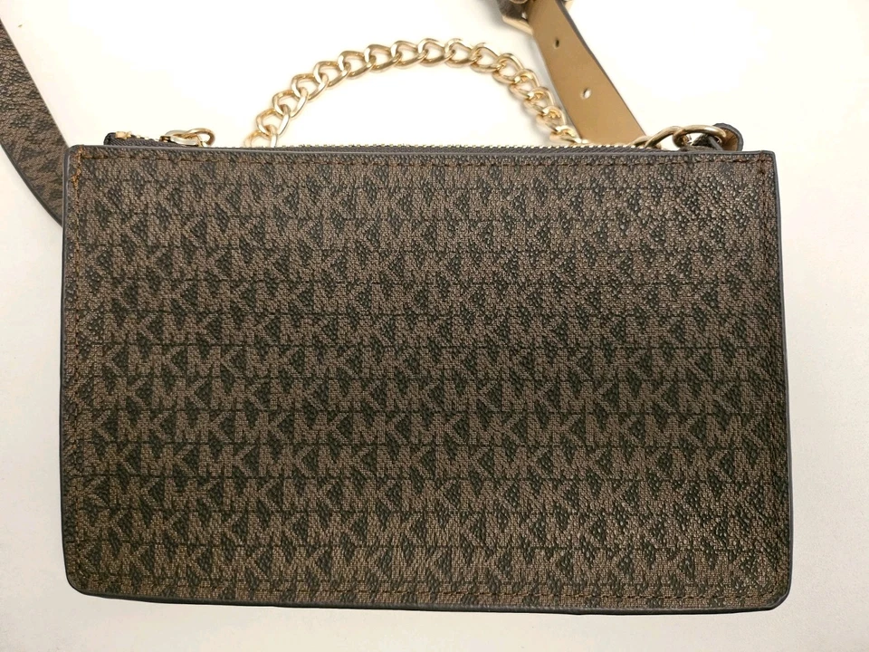 Authentic Michael Kors Belt Bag – Monogram Canvas with Gold Chain Excellent Cond - Image 2 of 4