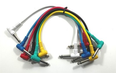 Perfektion Patch Cables 12 inch (1 foot) 6 Pack 1/4'' Angled Ends Multi Color