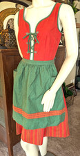 Vtg Womens Cotton Dirndl Octoberfest German Dress orange green Size EU 38 US 8