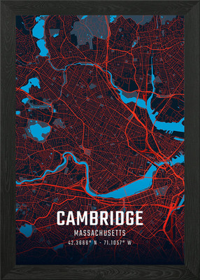 Cambridge Massachusetts Stadtplan gerahmtes Wandbild Poster Leinwanddruck Bild