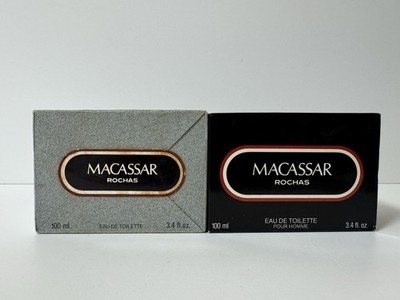 RARE Rochas Macassar EDT 100ml x 2 Vintage Splash 1980s Original