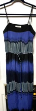Lot 4090-  Women's HALSTON- Black and Blue Sun Dress- Size M