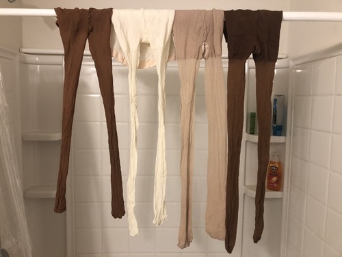 Vintage Lot of 4 Pairs of Nylons Stockings Tights Size B Good Condition See Pics