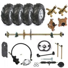 44" Go Kart ATV Rear Axle Kit Complete 7" Wheels Hub Front Steering Wheel Rack