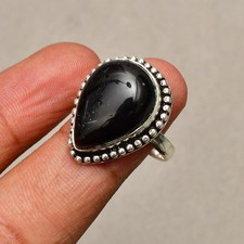 Black Onyx Gemstone 925 Sterling Silver Jewelry Ring Size 8