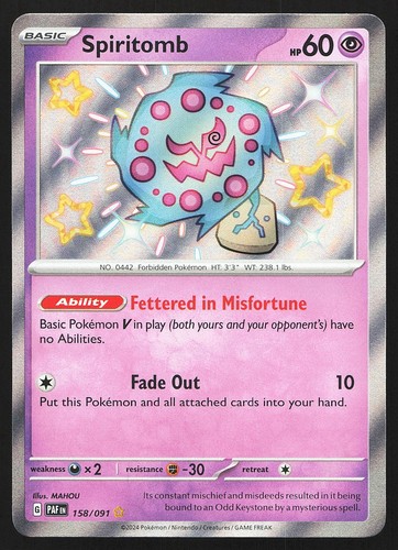 Spiritomb 158/091 Paldean Fates Holo Shiny Rare Pokemon Card NM