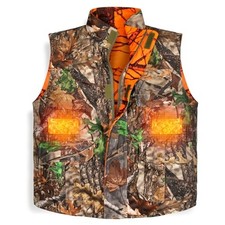 Camo and Orange Reversible Heated Vest for Hunting, X-Large Woodland Orange