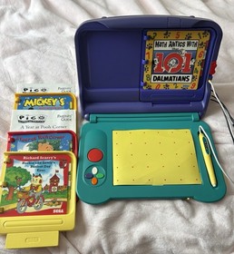 Sega Pico Game System W/4 Games Tested Micky Dalmatian&rsquo;s Pooh Richard&rsquo;s Scary