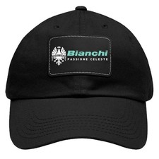 Bianchi Passione Celeste Black Dad Hat with Leather Patch - Adjustable Size