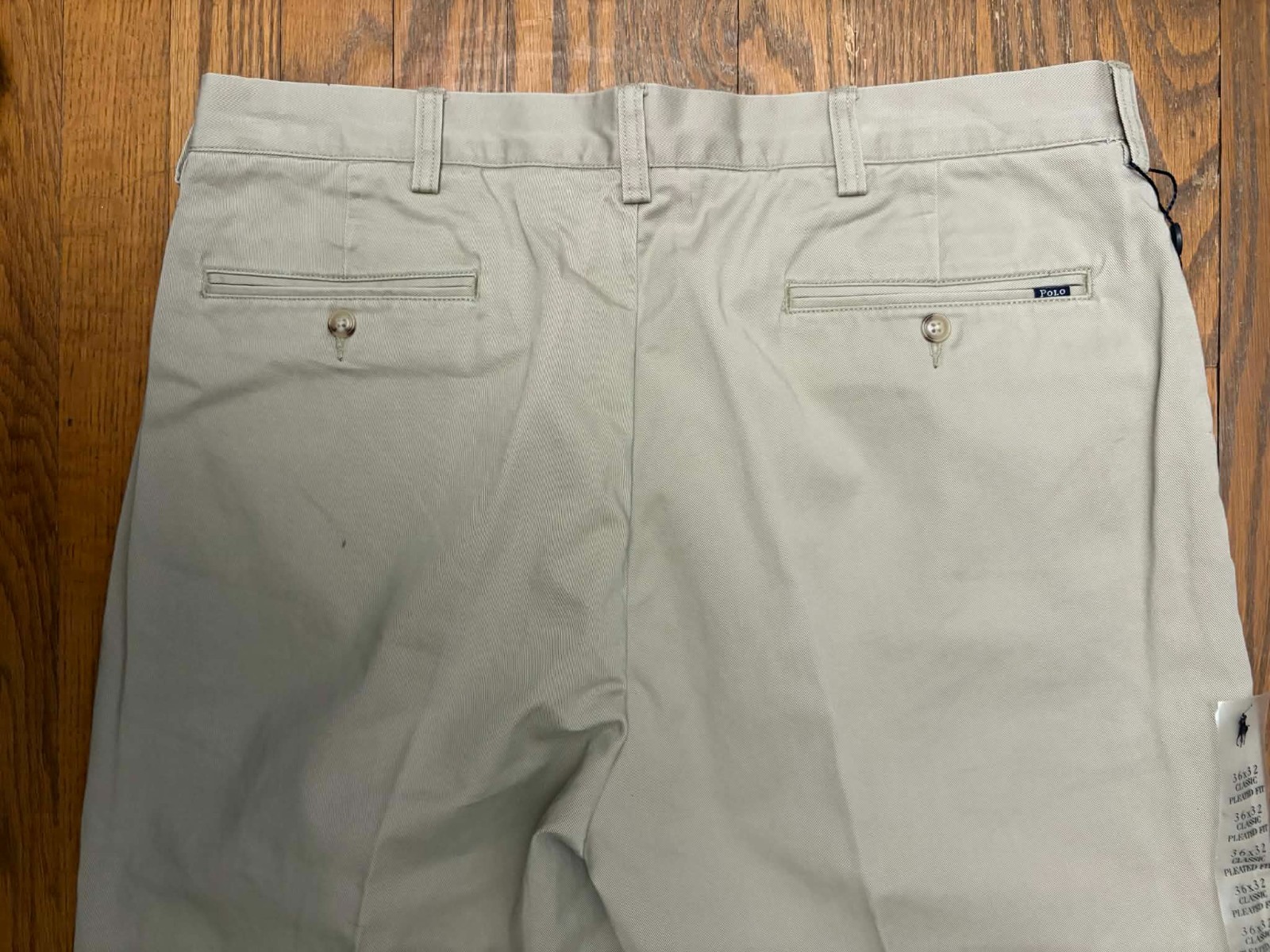Polo Ralph Lauren Pants Mens 36x32 Beige Chinos Classic Pleated Fit Vintage thumbnail 15