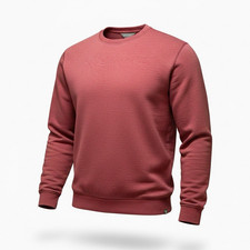 Eddie Bauer Men s Crewneck Fleece Sweatshirt Burgundy Logo Ribbed Cuffs L