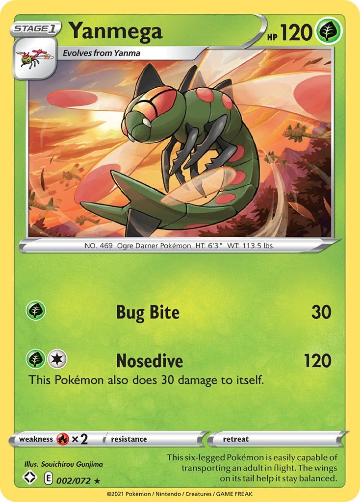 Yanmega 002/072 Rare Reverse Holofoil NM