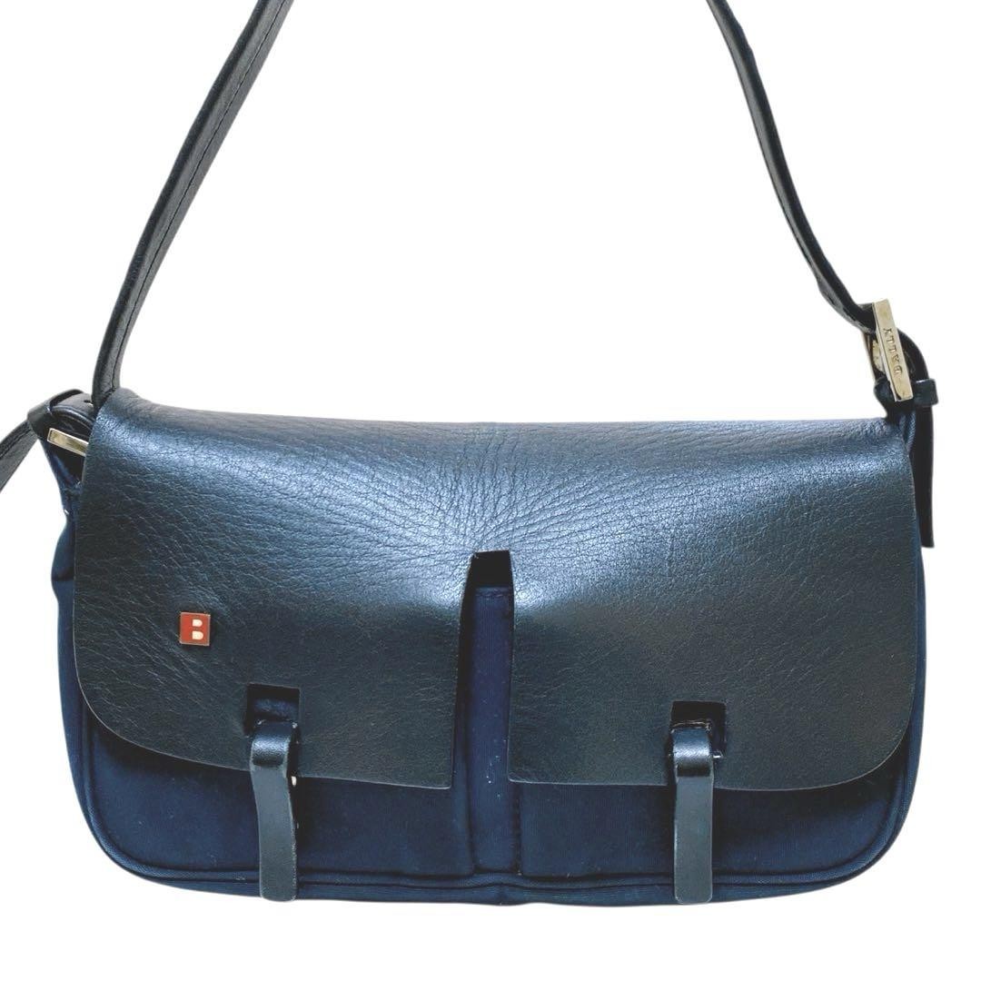 SAINT LAURENT Bellissima borsa a tracolla BALLY in pelle tela e blu navy