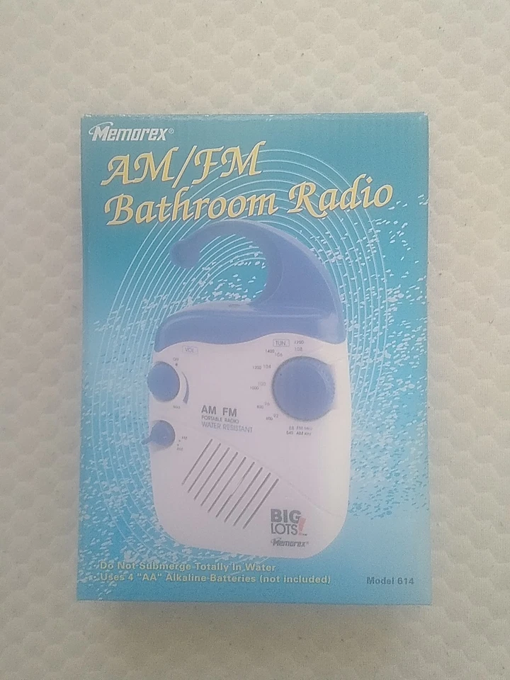 New In Box Bathroom Radio Water Resistant Working AM FM Memorex 614 Gifts Shower - Image 4 of 4